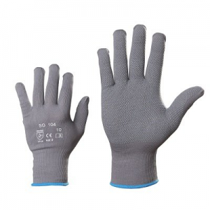  Nylon knitted work gloves 104 with micro dots