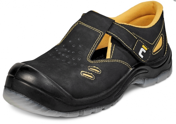 Leather sandals Black knight metal free S1P