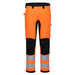 Название (SEO Title) Рабочие брюки CD848 WX2 ECO Hi-Vis Stretch – оранжево-черные, эластичные, с отражающими элементами