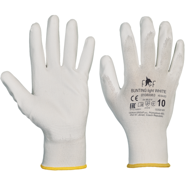 Darba cimdi ar PU pārklājumu plaukstas daļā BUNTING LIGHT HS-04-003 ČERVA