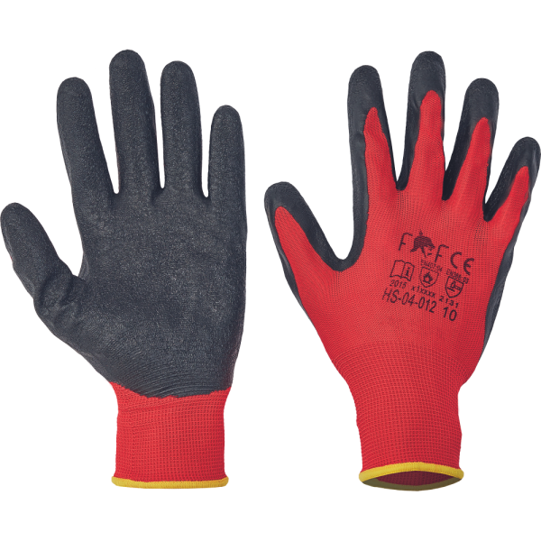 FF HORNBILL LIGHT red/black Lightweight Seamless Latex Coated Work Gloves