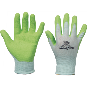 FUDGE Nylon Work Gloves with Green Latex Palm Coating 