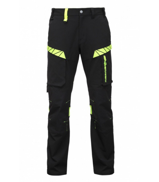 PANTS 4-WAY STRETCH URBAN BLACK WITH HI-VIS YELLOW DETAILS (URBAN-002)