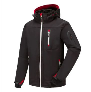 Pesso ACROPOLIS SoftShell jaka, melna ar sarkanām detaļām – ūdensizturīga, elpojoša darba jaka