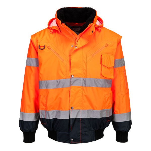 SHINE HI-VIS Orange High Visibility Jacket, Stretch COTTONSTRETCH, Class 2