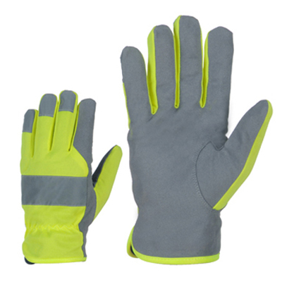 Side gloves 349 with reflective strips on a fleece lining
