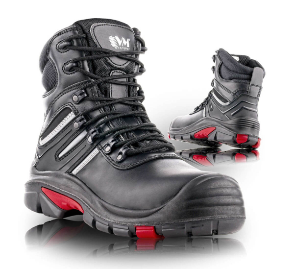 Warm high leather lace-up boots 5490-S3 HOUSTON, size 43.