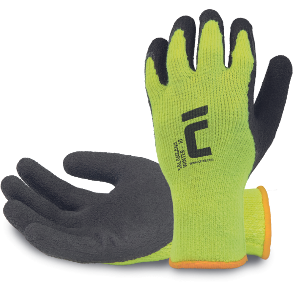 Warm knitted gloves with latex coating Salangana Winter