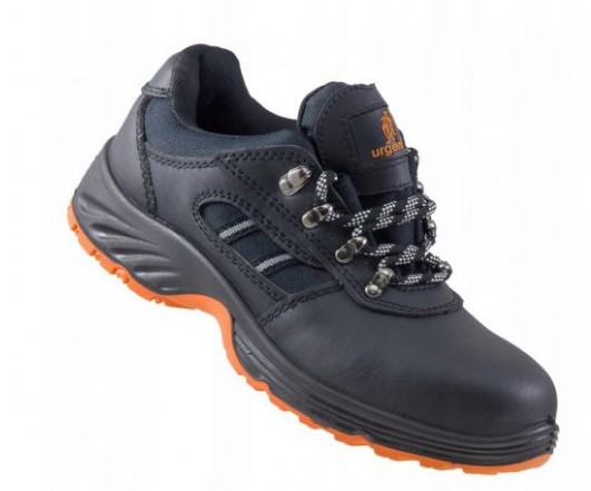 Work Shoes Leather Shoes URGENT 207 SB SRA Black Orange Shock Absorber