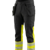Ziemas darba bikses CARGO PLUS Hi-Vis 1.klase melnas/dzeltenas, 4-virzienu stiepjamas ar Softshell TPU membrānu | BoSafety WT-CARGOPLUS-C1-0204
