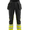 Ziemas darba bikses CARGO PLUS Hi-Vis 1.klase melnas/dzeltenas, 4-virzienu stiepjamas ar Softshell TPU membrānu | BoSafety WT-CARGOPLUS-C1-0204