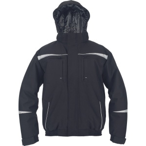 EMERTON STR warm winter pilot work jacket with hood and reflective details, black