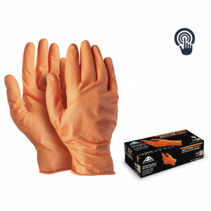 Перчатки ACTIVE Gears D3680 оранжевые нитриловые Diamond GRIP, 50 шт.
