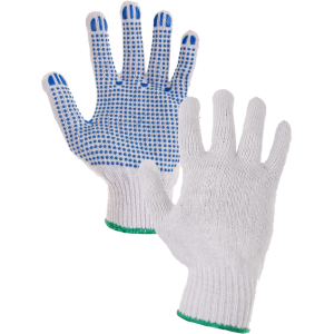 Trikotāžas darba cimdi FALO ar PVC 1/2 punktējumu